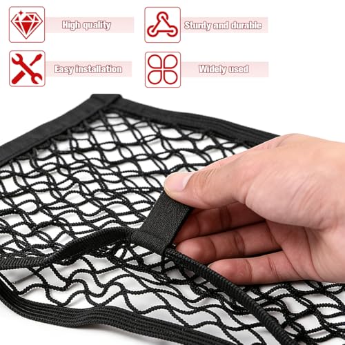 Mesh Netting Car Pouch, 2PCS 9.84" × 13.78" Stretchable Vehicle Storage Net Bag with Mounting Screws, Automotive Interior Mesh Pouch Organizer, Universal for Automobile RV Truck - size: 9.84 × 13.78 inches