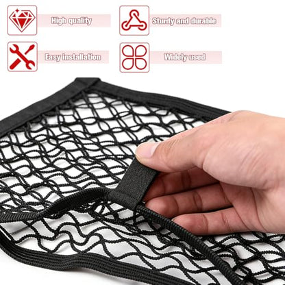 Mesh Netting Car Pouch, 2PCS 9.84" × 13.78" Stretchable Vehicle Storage Net Bag with Mounting Screws, Automotive Interior Mesh Pouch Organizer, Universal for Automobile RV Truck - size: 9.84 × 13.78 inches