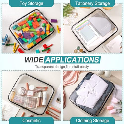 Sanwuta 6 Clear Hard Zipper Case, Black, 13.78 x 11.81 x 2 Inch - color: Black, size: 13.78 x 11.81 x 2 Inch
