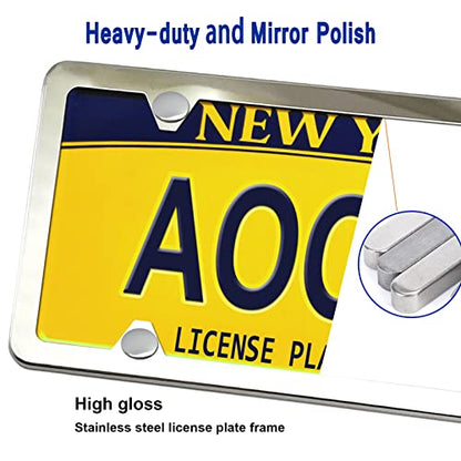Aootf Trailer License Plate Bracket, Aluminum Holder & Chrome Frame - color: Silver
