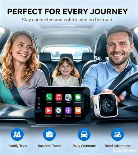 2-in-1 Wireless CarPlay & Android Auto Adapter, Aluminum Alloy, Plug & Play USB Car Adapter with Button for iPhone and Android, 5GHz WiFi Bluetooth Connection, Works with Factory Wired CarPlay Cars