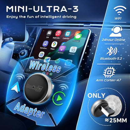 Carlinkit MINI Ultra 3 Wireless CarPlay Adapter for iPhone & Android Phone
