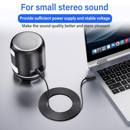 SinLoon USB to DC 5.5x2.1mm Power Cord 5V3A 10FT, 2Pcs 5.5mm Barrel Jack Charging Cable for Security Camera/LED Lights/Router/Set-Top Box, Pure Copper Core Stable 5V Direct-Through Design