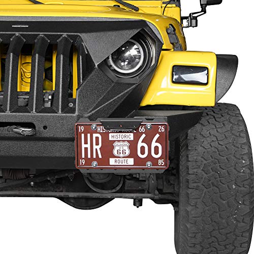 Hooke Road Shackle D Ring License Plate Mount Bracket Relocation Holder w/White LED Light for 1955-2026 Jeep Wrangler CJ YJ TJ JK JL Gladiator JT