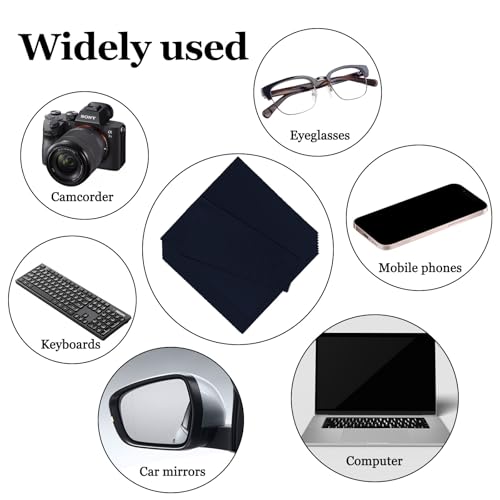 10PCS Suede Microfiber Cloths, 8"×8" Suede Cloth Cleaning Rags, Double-Sided Cleaning Cloths for Car LCD Display, Screens, Glasses, Lenses, Mirrors, Windows, Delicate Surfaces (Black)