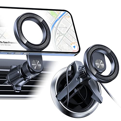 OQTIQ for MagSafe Car Mount, 360° Adjustable 17 N52 Strong Magnets, Air Vent Phone Mount Compatible with iPhone 12-17 Series and Phones with MagSafe Case
