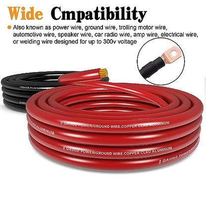 0 Gauge Wire 1/0 Battery Cable Kit with Terminals & Cable Cutter Tool,40ft - color: W/ Cutter