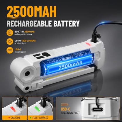 Rechargeable Work Light, 1200 Lumens Magnetic Light - color: White