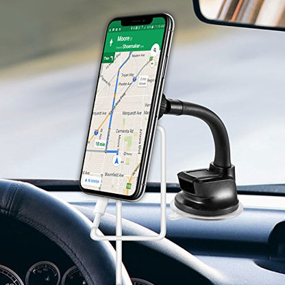 Cellet Suction Cup Dashboard and Windshield Mount Phone Cradle, Magnetic Phone Holder, Desk Mount with Flexible Goose Neck Compatible with iPhones Samsung Galaxy, Note, Motorola Moto, Google Pixel - style: GOOSENECK MAGNETIC HOLDER DASH/WINDOW