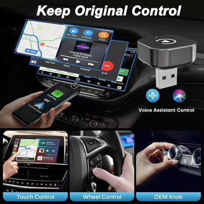 Wireless CarPlay Adapter & Android Auto Wired CarPlay to Wireless Device, 2-in-1 Mini T-Shaped for Car USB Plug and Play Auto Connect, No Delay for Apple iOS 10+, Android 11+ Version[2026 Upgrade] - color: Black