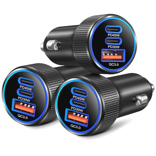 Car Charger USB C,3Pack 3-Port 93W Fast Charging Car Phone Charger Adapter - color: Black, size: 3-Pack