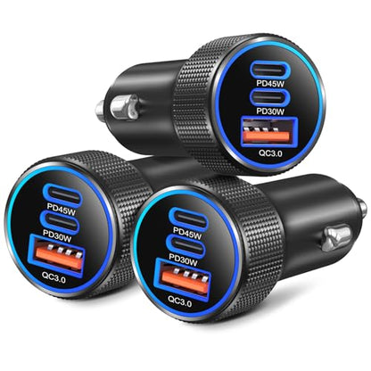 Car Charger USB C,3Pack 3-Port 93W Fast Charging Car Phone Charger Adapter - color: Black, size: 3-Pack