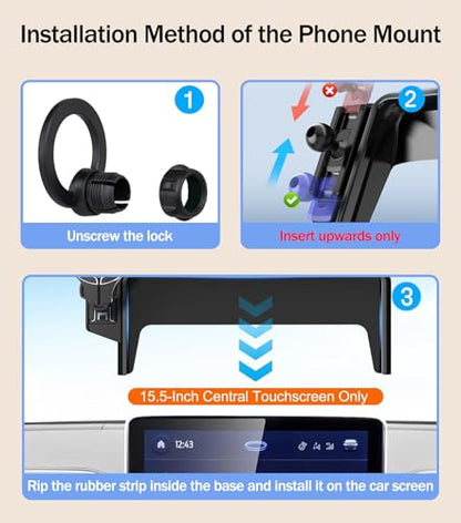 Car Phone Holder for 2021-2025 Ford Mustang Mach-E 15.5-Inch Touchscreen, 360° Rotation Cell Phone Mount Compatible with MagSafe, for Ford Mustang Mach-E Accessories - size: for Mustang Mach-E 15.5-Inch Screen