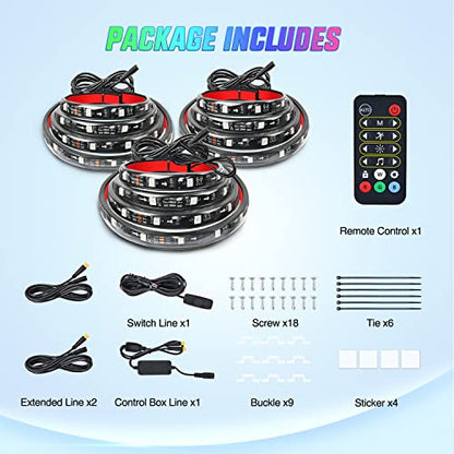 Nilight Truck Bed Light Strip RGB-IC LED Bar 3PCS 60 inch Cargo Lighting - color: RGBIC