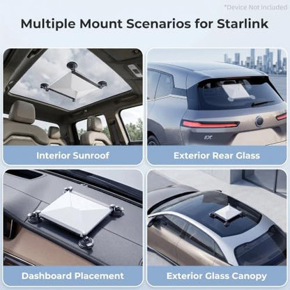 Mini Suction Cup Mount – Excellent, Reliable Car Window & Sunroof Mount for Starlink Mini, Strong Suction for Stable Signal on RVs, Boats, and Road Trips, Tool-Free Installation (Black)