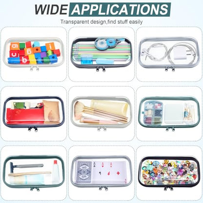Sanwuta 6 Clear Hard Zipper Case, Blue-green, 7.48 x 3.94 x 2 Inch - color: Blue-green, size: 7.48 x 3.94 x 2 Inch