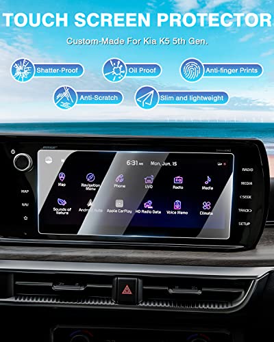 Karltys [Upgrade 2 Pack Screen Protector for 2021-2024 Kia K5 10.25 Inch [No Glare & Fingerprint] Tempered Glass Kia K5 for Models GT-Line/LXS/EX/GT Accessories - size: 10.25 Inch 2021-2024 Kia K5 LXS/EX/GT