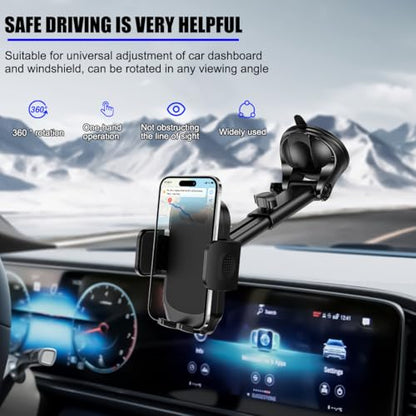 HZEL Car Dash Mount Phone Holder, 360° Adjustable Strong Suction Cup Vehicle Windshield Mobile Phone Mount, Hands Free Automotive Cellphone Stand, Suitable for 1.97-4.33" Smartphone (Black) - color: Black