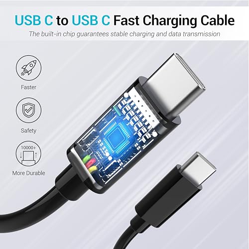 4-Pack 10ft USB-C to USB-C Fast Charging Cables Cord (100W/5A) - Black - color: Black 4x10ft-5A
