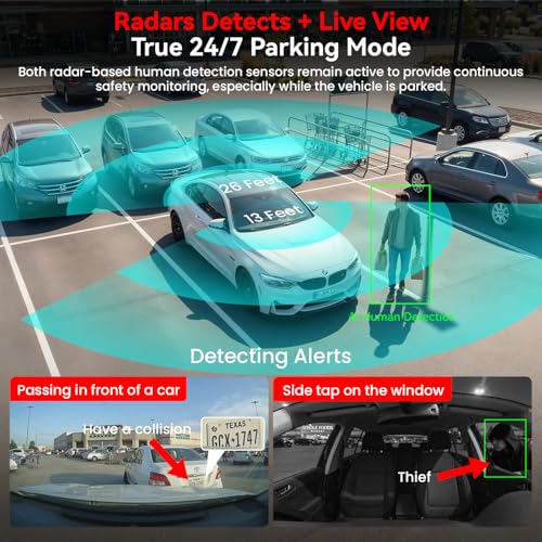 4G LTE Dash Cam with Live View, 2K+1080P Front Inside Anti-Theft Car Camera Live Streaming, Instant Alert via App, Cloud & SD Storage, IR Night Vision, No Screen, 24/7 Parking Mode, GPS, OBD
