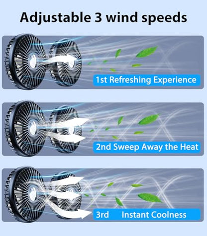 Long Arm Dual Head Car Cooling Fans for Back Seat for Kids, Usb 5V/ 12V /24V Car Backseat Headrest Fan for Baby Rear Facing, Car Seat Cooler That Blow Cold Air for Vehicles Sedan Suv Without Ac - style: USB Powered-Long Arm