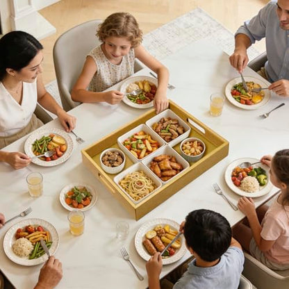 20 x 14 inches Leather Rectangle Serving Tray with Hole Handles,High-End Light Large Service Tray for Ottoman Tray, Tea, Food, Butler - Countertop, Kitchen,Family Dinner, Picnic (Brown) - color: Brown, size: 20" x 14" x 2"
