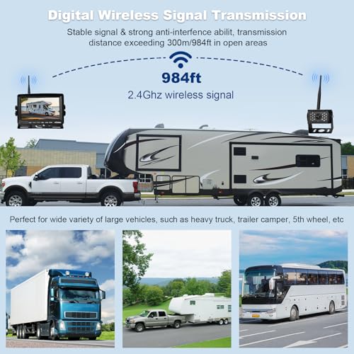 VTimes Wireless Backup Camera for Trucks, RV Backup Camera with HD Monitor - color: 7 inch - 1 Camera