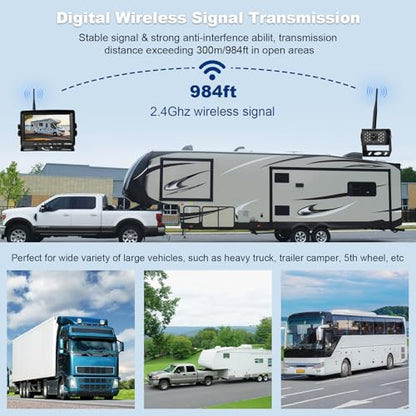 VTimes Wireless Backup Camera for Trucks, RV Backup Camera with HD Monitor - color: 7 inch - 1 Camera