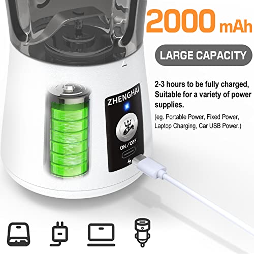 Electric Herb Grinder 150W Spice Grinder. USB-C Rechargeable, Compact Size, Easy On/Off. Fast Grinding for Dry Spices Herbs, with Pulse Mode and Cleaning Brush (White) - color: White