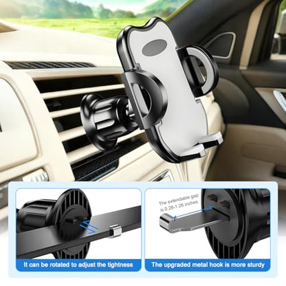 Car Phone Holder, 360° Rotatation Vehicle Air Vent Cell Phone Mount with Hook Clip, Hands Free Automotive Interior Smartphones Cradle, Universal for Most Vehicles (Gray) - color: Gray