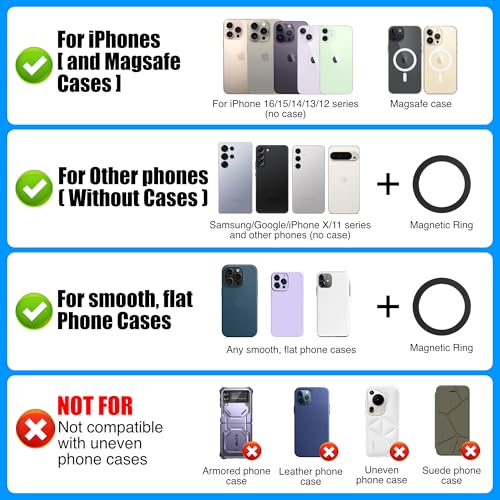 Ryvlan Carmount Vacuum Magnetic Phone Mount for Car– Magsafe Suction iPhone Stand, Content Creator Phone Holder & Car Mount, iPhone Holder for Dashboard & Windshield, Suction Cup Samsung Stand - style: Sleek Black