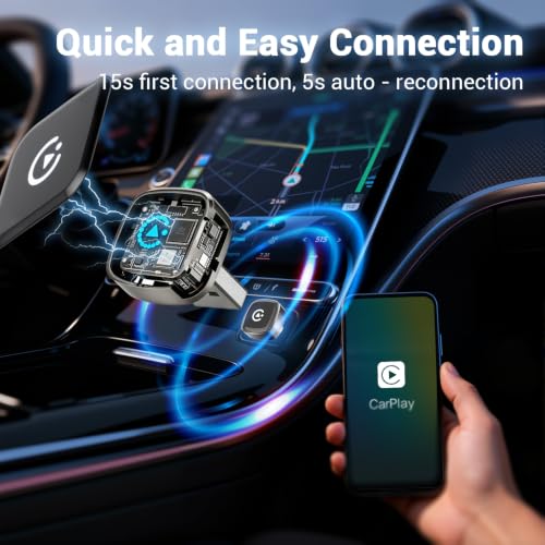Wireless Carplay Adapter, Suitable for Vehicles Equipped with Cabled CarPlay, Plug and Play Feature enables Fast and Stable CarPlay Wireless Connection, Suitable for 800+ Vehicles (Grey) - color: Grey