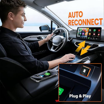 sunweyer Wireless CarPlay Adapter S46 Orange L-Shape Apple Android Auto