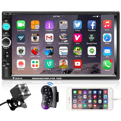 Podofo Double Din Car Stereo Radio 7 Inch Touch Screen Bluetooth Handsfree Mirror Link USB SD FM Audio Receiver with Backup Camera Wireless Steering Wheel Control - style: 7 Inch with Mirror Link