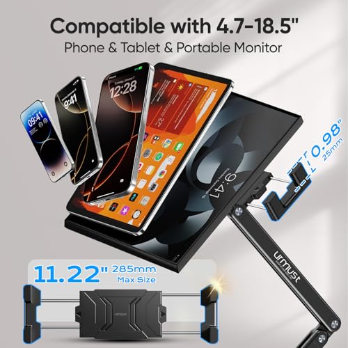 Urmust Portable Monitor Stand 15.6" Dual Arm iPad Stand for Desk - size: 2 Arm Pro-Up to 18.5"