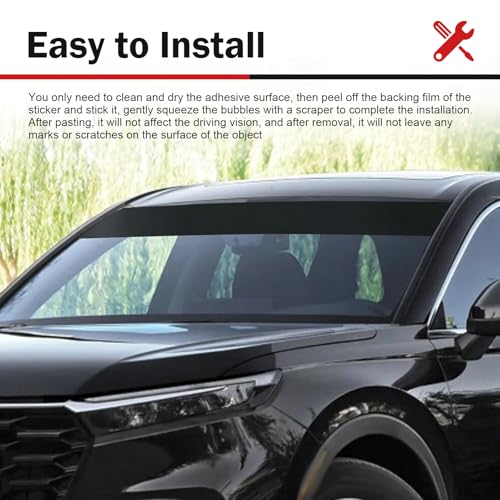 5% VLT Windshield Sun Visor Tint Film, 2 Pack 59x7.87 Inch Sun Shade Strip, Heat UV Block Anti Glare Light Reduction Auto Window Accessory (Black #B)