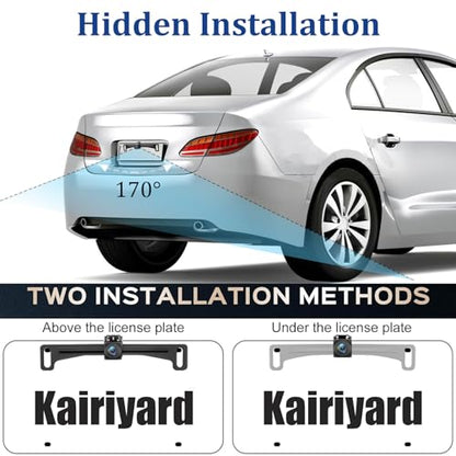 License Plate Backup Camera with 5in Monitor, 170 Degree Wide Angle DIY Grid Lines Waterproof Reverse Rear View Camera Systems for Truck Car Trailer SUV - size: 5''+License plate camera