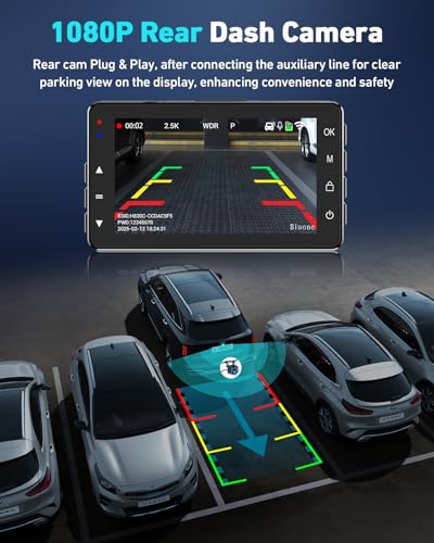 Dual Dash Cam, 2.5K Front, 1080P Rear, 5G WiFi, 64GB Card - size: A21W 2.5K Dash Cam
