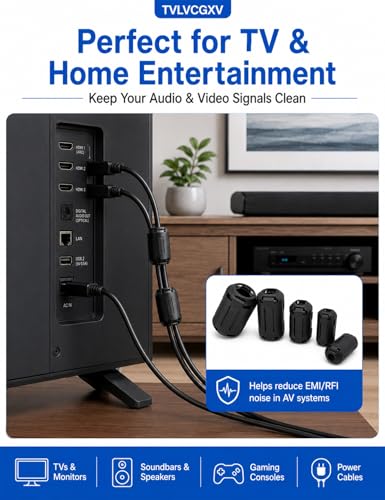 10-Piece Ferrite Choke Set, 3.5-13mm EMI/RFI Noise Filters for Cables