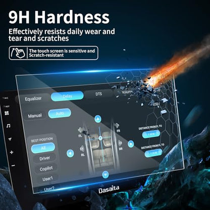 dasaita 9 inch Large Screen 203X123mm Tempered Glass Screen Protector Display Monitor Glass Film for 2 DIN Car DVD GPS Head Unit Global Navigation System - size: 9inches
