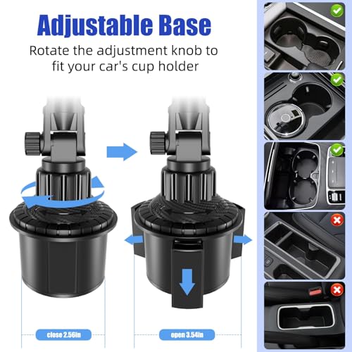 Tablet Holder for Car, for iPad Cup Holder Car Mount with 1.57" Depth Large Clamp 15" Height Adjustable Tab Mount Holder for 6"-12.9" Cell Phone iPhone iPad Stand Travel Accessories 1