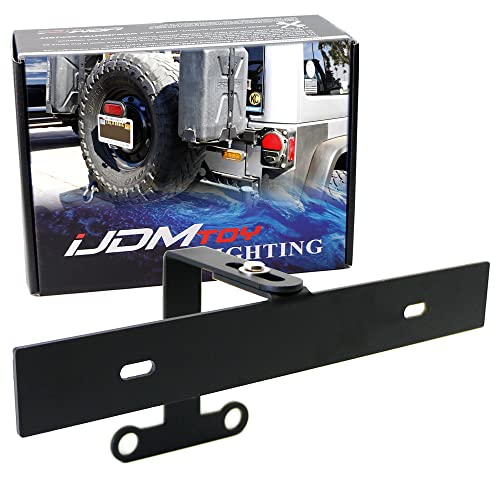 iJDMTOY Rear Spare Tire Mount License Plate Relocator Bracket Compatible with Jeep 2018-up Wrangler JL