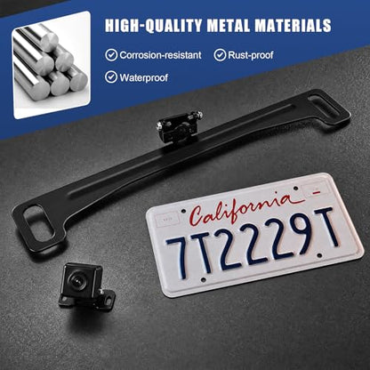 Reverse Rear Camera License Plate Bracket, Rustproof Metal Auto Backup Camera Mount Holder, Universal License Frame Dash Cam Bracket for Sedans Trucks SUVs, Car Accessories