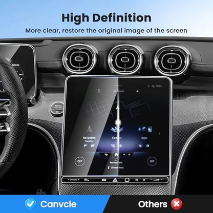 Canvcle 2PCS Screen Protector for 2023-2026 Mercedes Benz GLC 300 & AMG C43/2022-2026 W206 C300/2024-2026 AMG C63, 11.9 Inch Navigation + 12.3 Inch Dash Screen Cover Tempered Glass Touchscreen Film - size: Mercedes Benz GLC 300/AMG C43/W206 C300/AMG C63