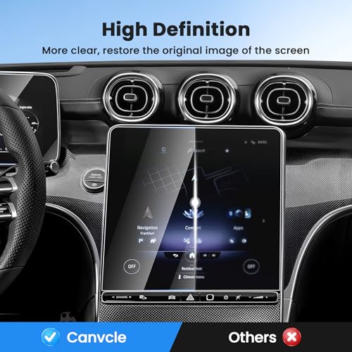 Canvcle 2PCS Screen Protector for 2023-2026 Mercedes Benz GLC 300 & AMG C43/2022-2026 W206 C300/2024-2026 AMG C63, 11.9 Inch Navigation + 12.3 Inch Dash Screen Cover Tempered Glass Touchscreen Film - size: Mercedes Benz GLC 300/AMG C43/W206 C300/AMG C63