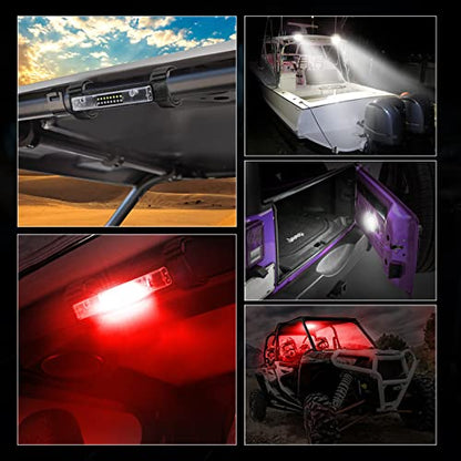 UTV Interior Dome Light Red/White with Switch, Roll Bar Mount LED Light - color: Red
