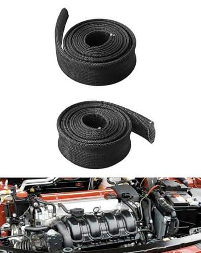 Fuel Line Heat Shield Wire Heat Shield Heat Shield Sleeve Auto Hose Spark Plug Wire Heat Shield Diesel Heater Exhaust Sleeve 2500 Degree for Car&Auto Wire Loom Brake Cable (3/4" IDX10',Black) - color: Black, size: 3/4" ID X 10'