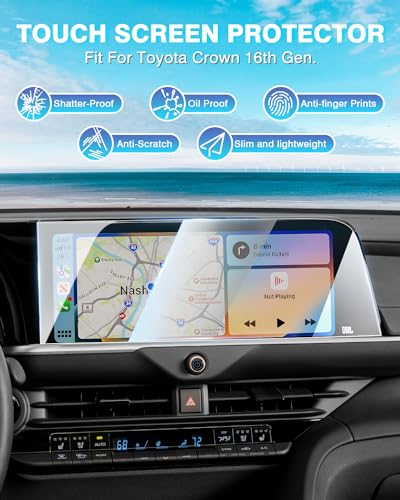 Karltys 2 Pack Screen Protector for 2023-2025 2026 Toyota Crown XLE/Limited/Platinum Accessories, 12.3-Inch Touchscreen Tempered Glass Navigation - size: 10.23" Toyota Crown 2023-2025 2026