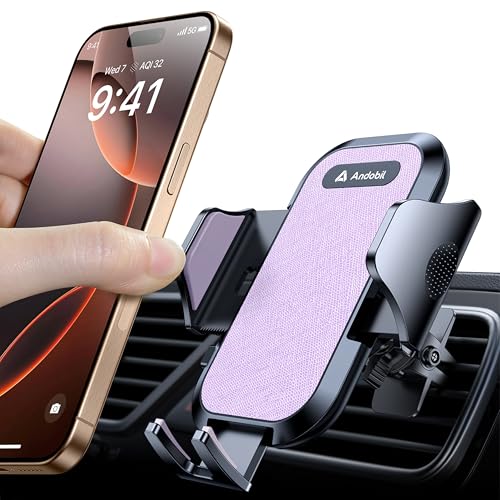 andobil 2026 Upgraded Car Phone Holder Mount, Military-Grade Phone Holders for Your Car Vent Stable Metal Clip Universal 360° Cell Phone Car Mount for iPhone 17 Pro Max 16/15/14/13/12/ Samsung, Purple - color: Purple