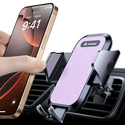 andobil 2026 Upgraded Car Phone Holder Mount, Military-Grade Phone Holders for Your Car Vent Stable Metal Clip Universal 360° Cell Phone Car Mount for iPhone 17 Pro Max 16/15/14/13/12/ Samsung, Purple - color: Purple